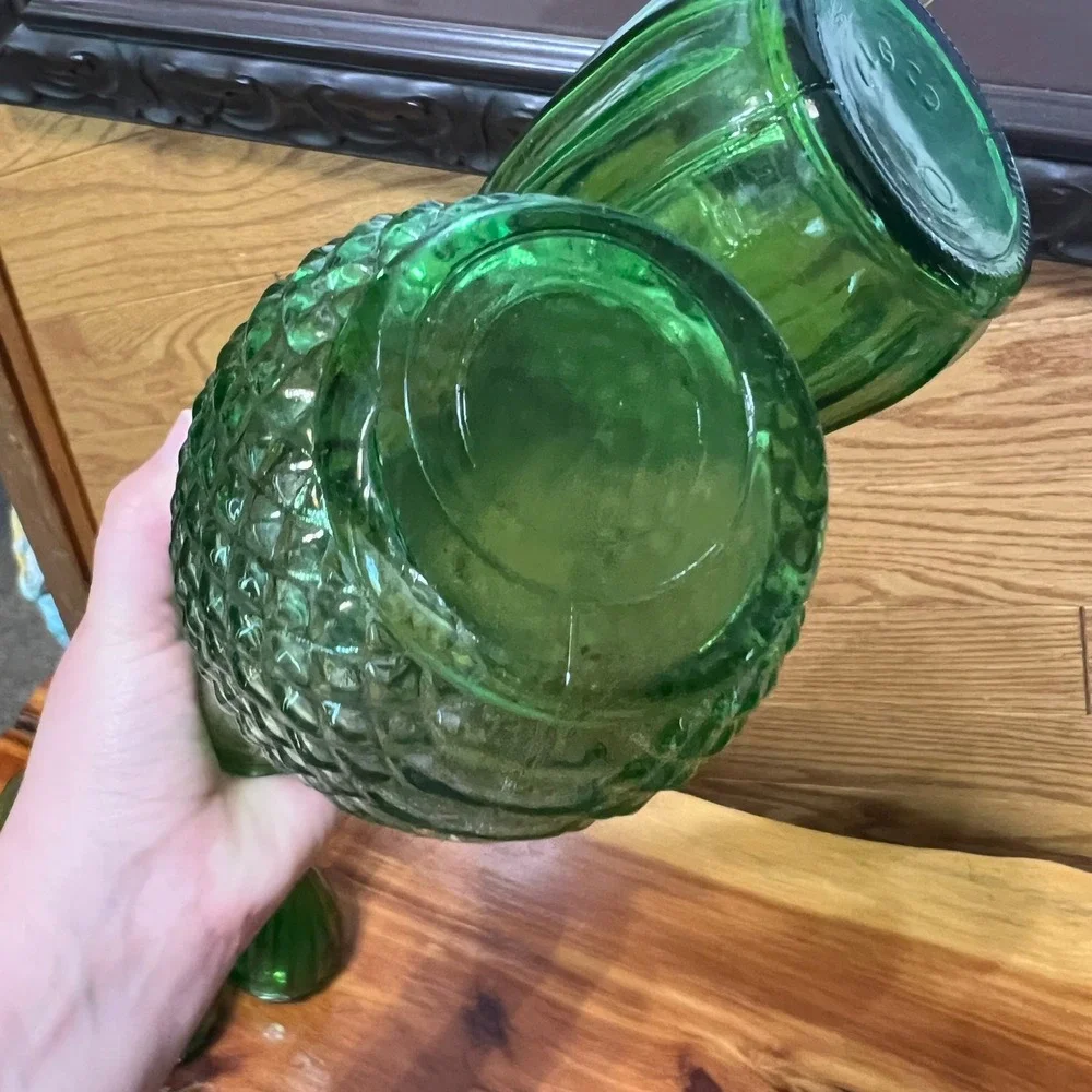 Vintage Green Glass Bud Vase Lot 4 Swirl Optic Bottle Vases CottageCore‎ Decor